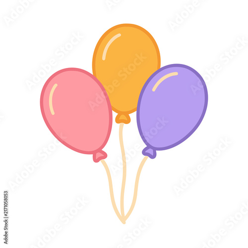Three colorful balloons isolated on transparent background