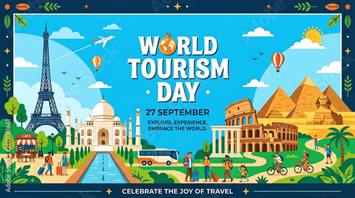 Vintage World Map with Compass Illustration for World Tourism Day and Adventure Travel Concepts