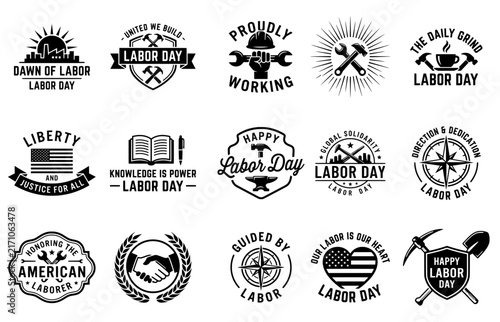 Labor Day Celebration Design Bundle | Worker and Industry Typography Collection