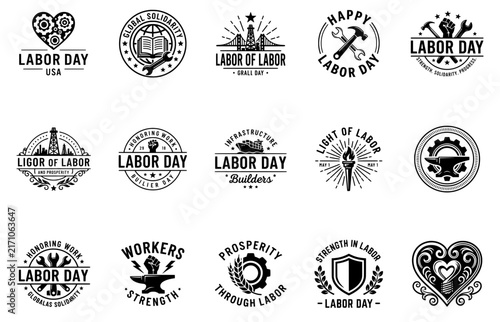 Labor Day Celebration Design Bundle | Worker and Industry Typography Collection