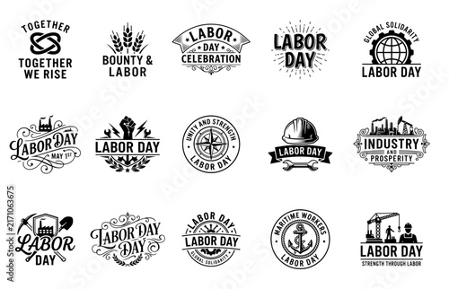 Labor Day Celebration Design Bundle | Worker and Industry Typography Collection