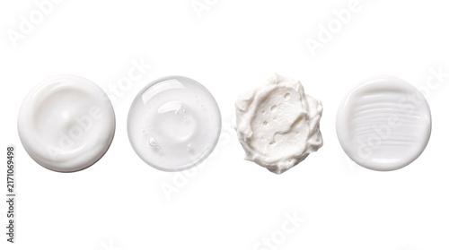 Konstfotografi Four swirls of white cream or lotion on white png on isolated transparent backgr