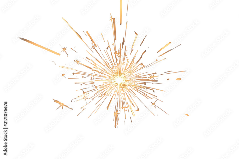 Obraz premium Golden sparkler burst with radiating sparks