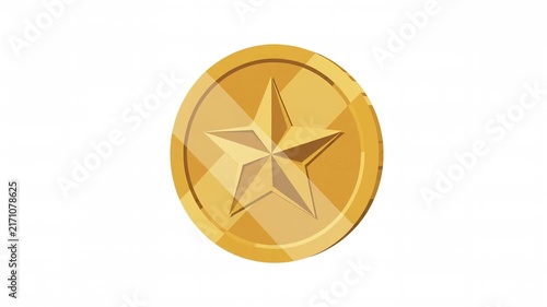 Looping Animated Flat Vector Gold Coin Spinning on White Background