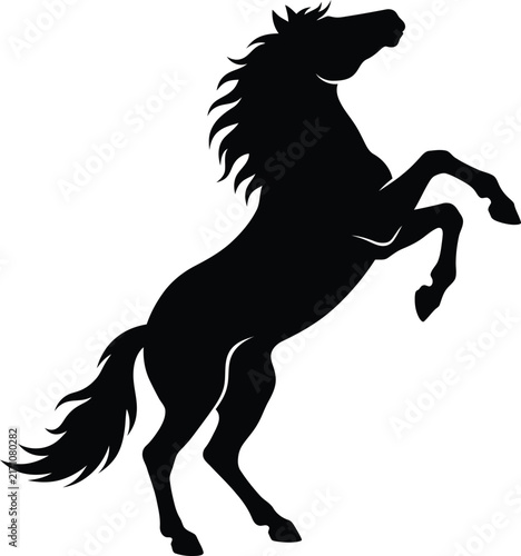 Rearing Horse Silhouette Black Vector Animal Graphic