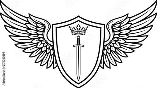 Winged Shield with Sword and Crown Emblem