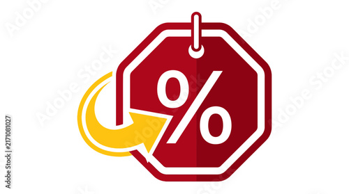 Retail discount tag with arrow for black friday sales and special promotional offers