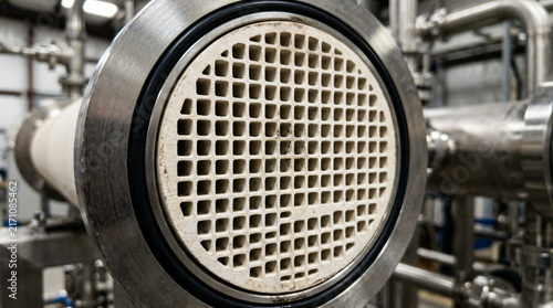 Industrial ceramic membrane filter in stainless steel pipe system