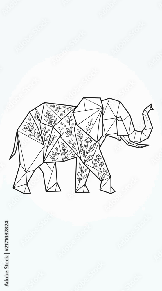 Fototapeta premium Geometric Origami Elephant Illustration for Art and Design