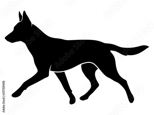 Running shepherd dog side profile silhouette