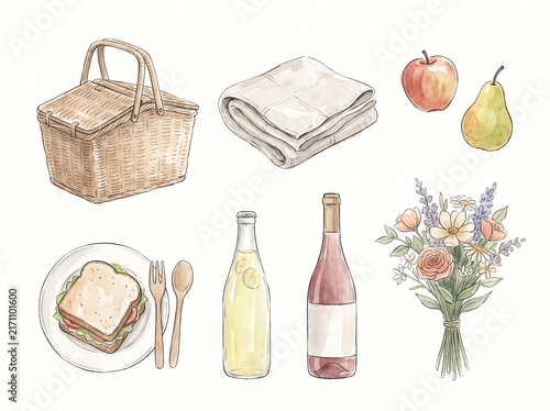  Garden Picnic Collection with Basket, Fruits and Lemonade