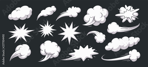 Photography cloud motion streaks burst icons vector graphics collection