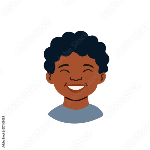 African american black child portrait avatar flat vector illustration.