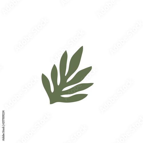 Naive Art Floral Elements Cut-out Style, Boho Abstract Foliage & Branches Vector
