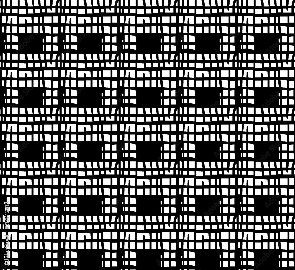 Fototapeta premium Abstract Geometric Pattern with Squares and Lines in Monochrome Style