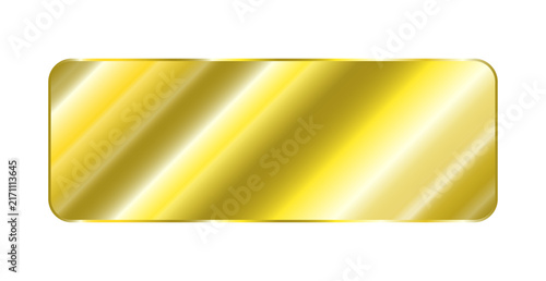 Golden Metallic Panel Frame Isolated on White Background for Luxury Banner and Border Concept. Vector Illustration