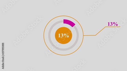 Technology Info graphic Background with 13% Loading Circle and Abstract Pie Chart Diagram Animation.