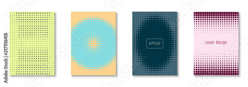 Wave Template Set. Color Art With Memphis Elements. Young Hipster Design On Annual Page. Business Flyer. Minimalist Music Poster. Geometric Halftone Cover. Trendy Wave Template