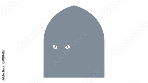 Photography Mysterious Gaze: A stylized illustration of a hooded figure with piercing white eyes, suggesting an air of mystery and intrigue