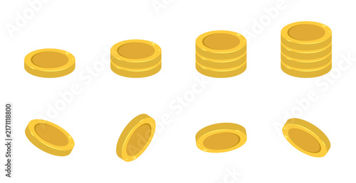 Gold Coin Stacks Icon Set for Financial Investment, Banking Savings, and Wealth Growth Concept. Vector Illustration