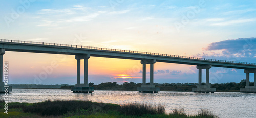 Surf City bridge at summer sunset. Surf City. North Carolina