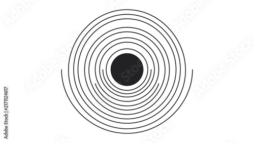 Concentric Circles Abstract Design: A minimalist graphic illustration featuring a series of concentric circles radiating outward from a central black dot, creating a sense of depth and focus.