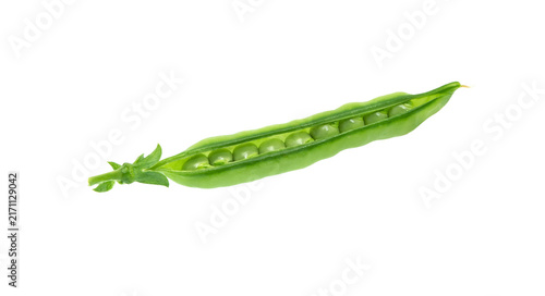 Green Peas.  Pea Pod Isolated on White.