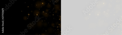 Konstfotografi A scattering of tiny golden star-shaped lights appears against a deep black background