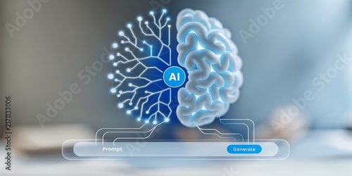 Big data, technology, AI, data transfer, data flow, generative ai, large language model, ai brain background. Video from prompt concept. AI