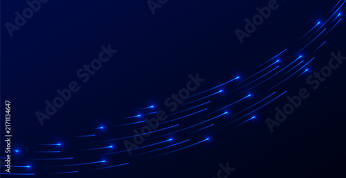 Abstract Blue Technology Background with Speed Neon Light Lines for Futuristic Graphic Concept. Vector Illustration