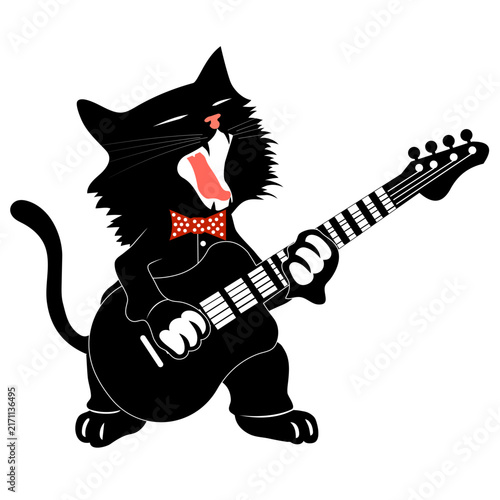 Cat with a guitar vector illustration