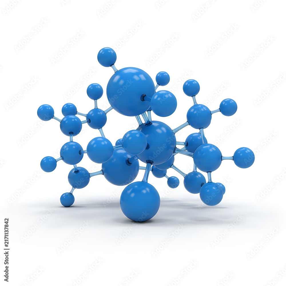 Obraz premium Cluster of blue spheres connected in 3d space