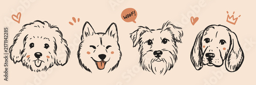 hand drawn Scribble chalk or charcoal style dogs drawing. Hand drawn puppy sketch art. Wax crayon grunge funny whimsical cute charcoal illustrations for tshirt print, placard, poster or isolated doodl