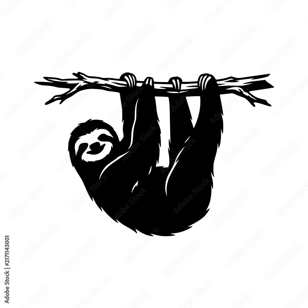 Naklejka premium Sloth hanging silhouette animal vector illustration