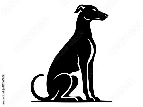 Elegant Sitting Greyhound Solid Silhouette