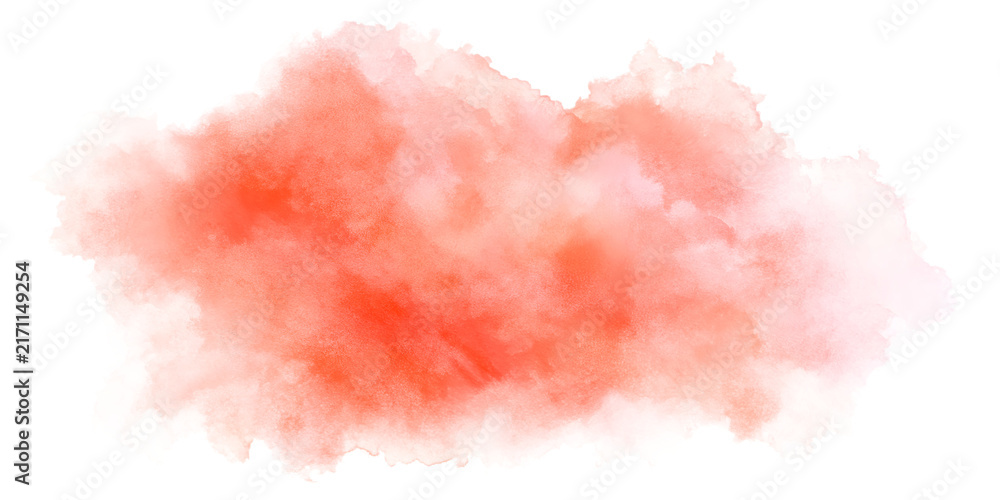 Fototapeta premium Soft coral watercolor blend on pure white background.