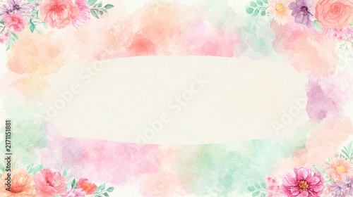 Watercolor floral banner for Mother's Day with pastel tones and space for personalized text