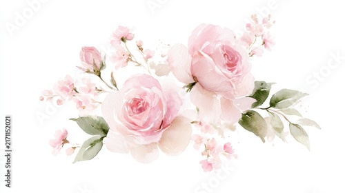 Watercolor painting of pink blooms with gentle washes and airy background