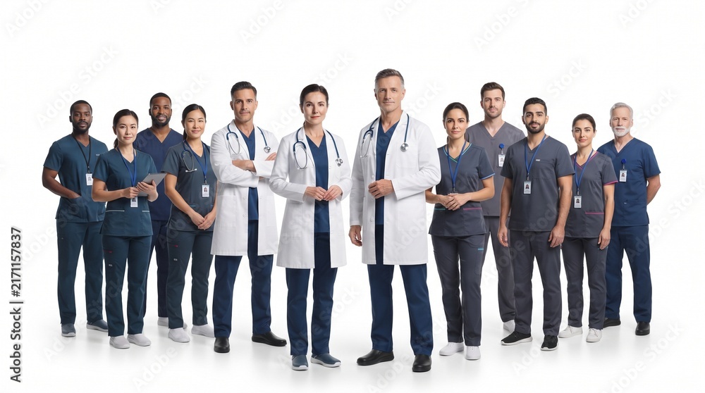 Obraz premium Professional Intensive Care Medical Team on White
