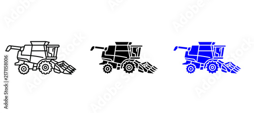 Corn Harvester Combine Line Art Icon Vector Isolated on White Background
