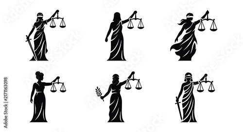 Bild auf Leinwand Lady justice silhouettes depict law legal system and courtroom concepts