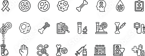 Bild auf Leinwand Leukemia Medical Outline Icons for Apps, Websites, Healthcare, Diagnosis, Treatm