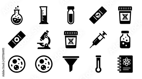Принти на полотні Medical Biology Research Laboratory Icons for Chemical Experiment Vector Collect