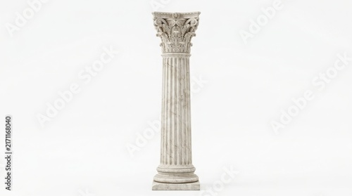 Classical stone column with ornate capital isolated on a white background architectural pillar ancient architecture roman pillar greek column historic architecture historic building classical