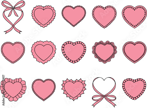 Pink Heart Clipart Bundle Decorative Valentine Borders And Frames