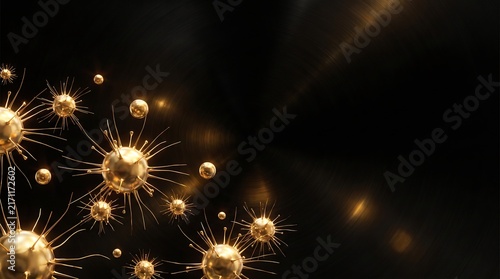 Golden Spiky Microbes and Spheres in Space