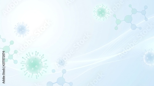 Light Medical Wave Abstract Background with Viruses