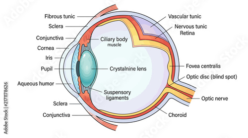 Foto Anatomical diagram of the human eye, isolated