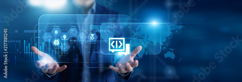 Cuadro en lienzo NLP engineer holding in hands linguistic datasets