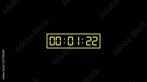 Ninty seconds countdown animation, Ninty second countdown timer video from 90 to 0 second on transparent background,1.5 minute timer counts hours minutes seconds in 60 seconds in 4k with alpha channel